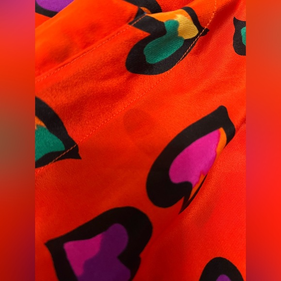 Vintage Escada Red Heart Print Blouse with Neck Bow 34 S - Picture 15 of 16